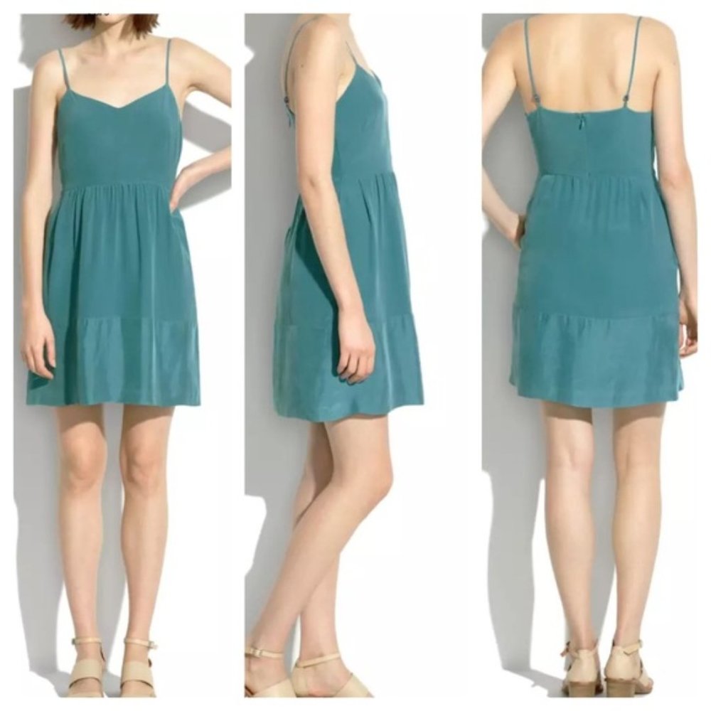 Madewell Silk Bordershine Cami Dress in Teal